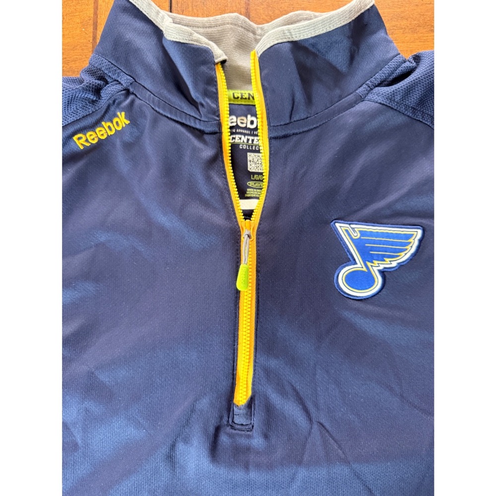 Reebok NHL St. Louis Blues Pullover Mens Large Navy Blue Quarter Zip PlayDry NHL - Picture 8 of 11